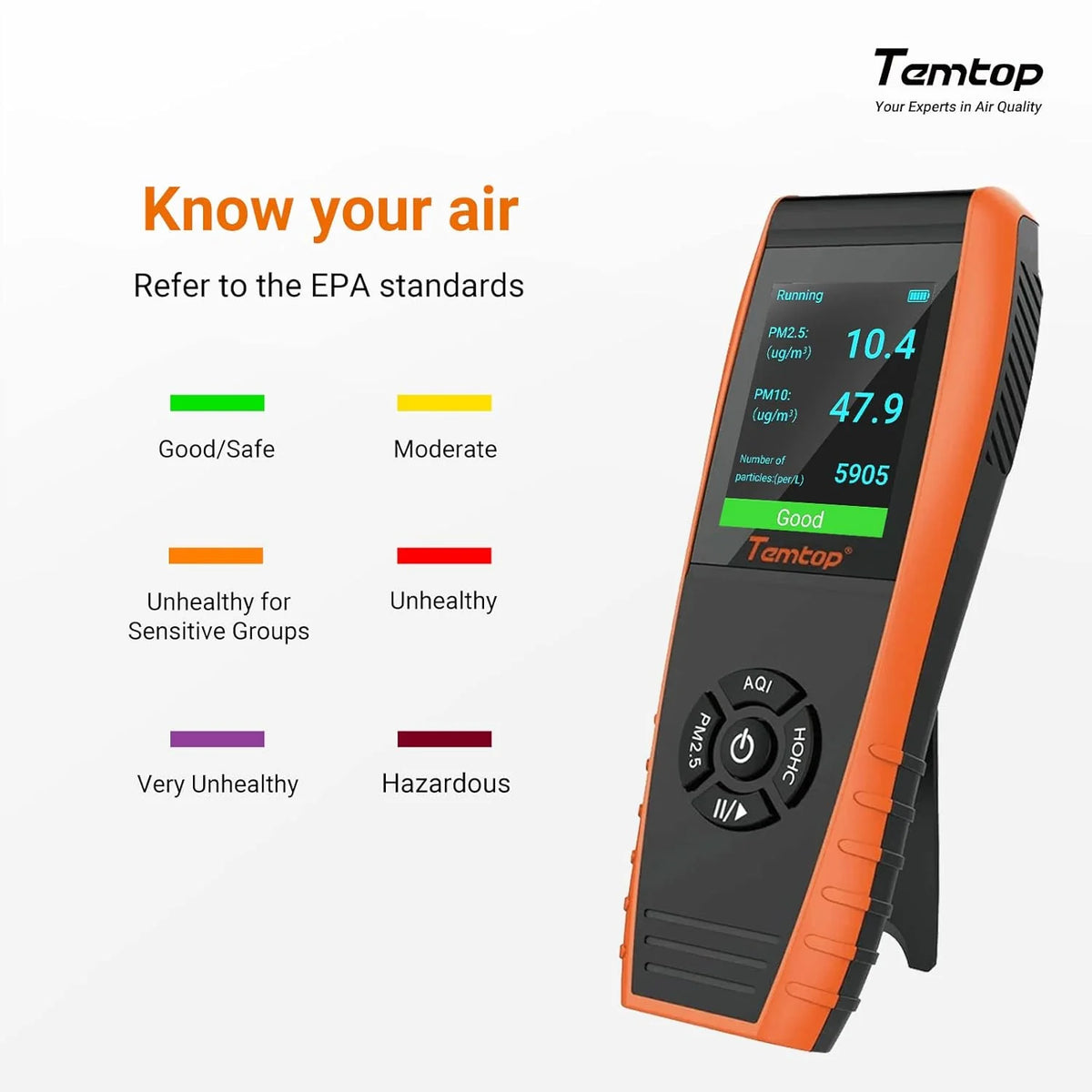 Temtop Air Quality Monitor PM2.5 PM10 Formaldehyde TVOC - LKC-1000S+ 2nd