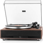 Belt Drive Turntable With Built-In Speakers, Bluetooth, Aux-In, Walnut