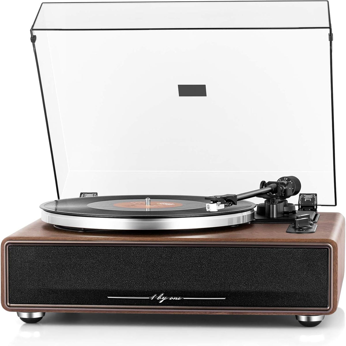 Belt Drive Turntable With Built-In Speakers, Bluetooth, Aux-In, Walnut