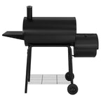 Gourmet 30in Charcoal Grill And Offset Smoker - Black