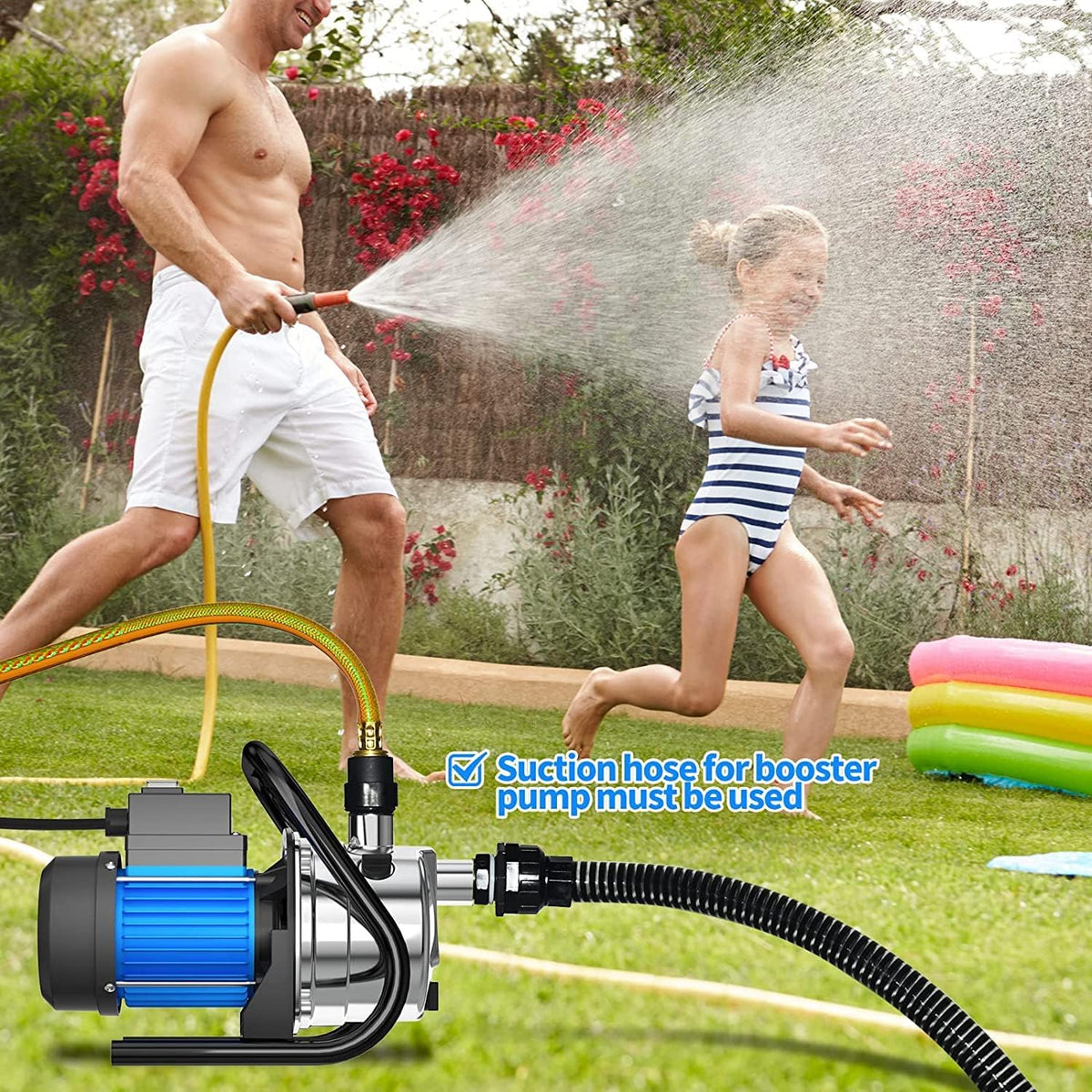 Portable Water Transfer Pump 1.6 HP 1500 GPH - Blue