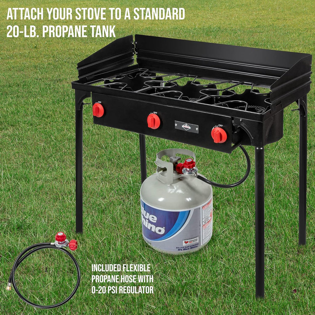 Dual-Burner Portable Propane Gas Stove, 150,000 BTU, Cast Iron