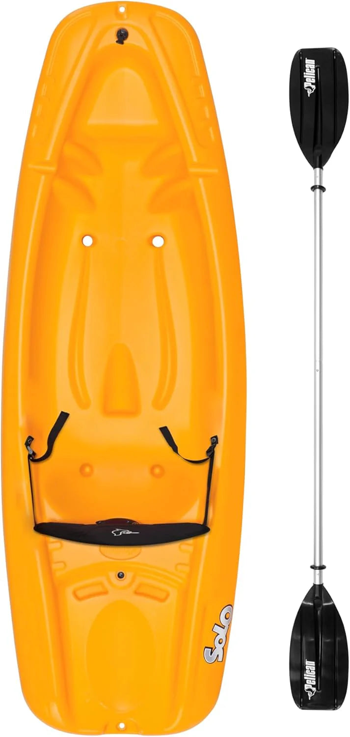 Pelican Kids Sit-On-Top Kayak With Paddle And Decals, 6 ft, Mango - Solo EVO DLX