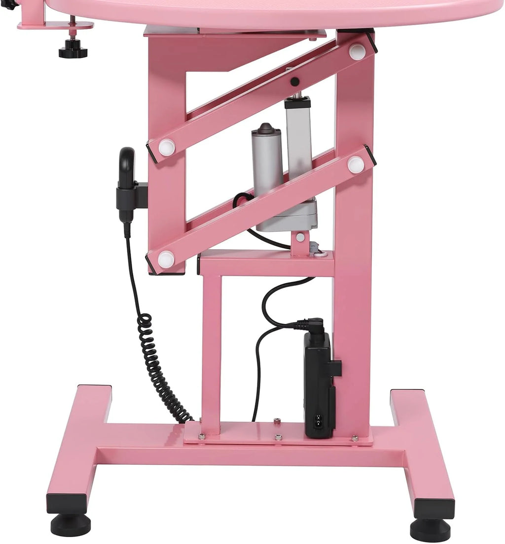 Electric Hydraulic Lift Pet Grooming Table, 24in 360 Degree Rotating Desktop, Black