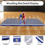 Inflatable Wrestling Training Mat, Gray+Blue, 10FT/5FT