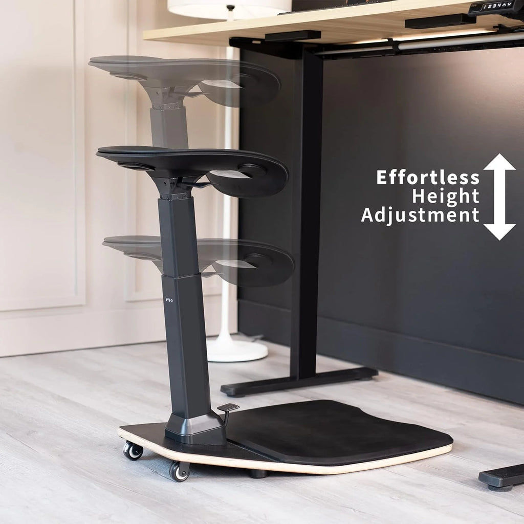 Ergonomic Height-Adjustable Leaning Chair With Anti-Fatigue Mat, Black - 61cm To 118cm