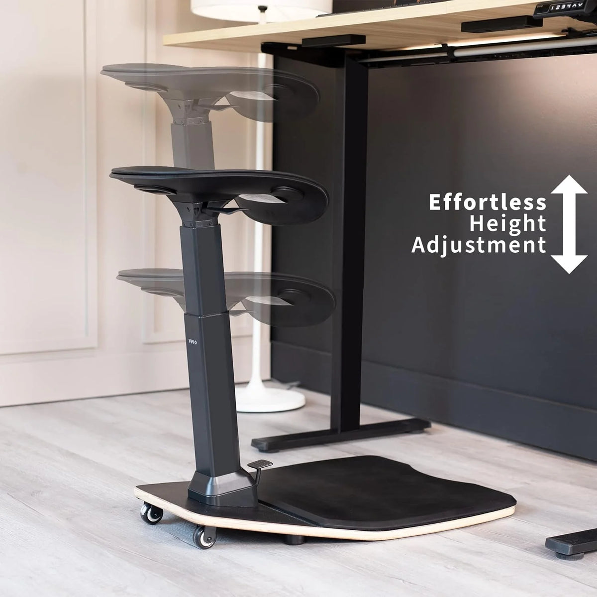 Ergonomic Height-Adjustable Leaning Chair With Anti-Fatigue Mat, Black - 61cm To 118cm