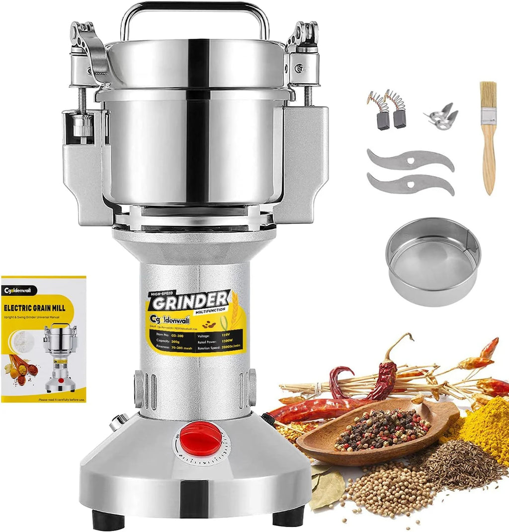 Electric Grain Grinder 3600 Watts 2500g Swing Type Stainless Steel 110V