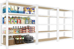 White Adjustable Storage Rack, 28 inch W x 12 inch D x 59 inch H, 5 Shelves - 4-Piece Set