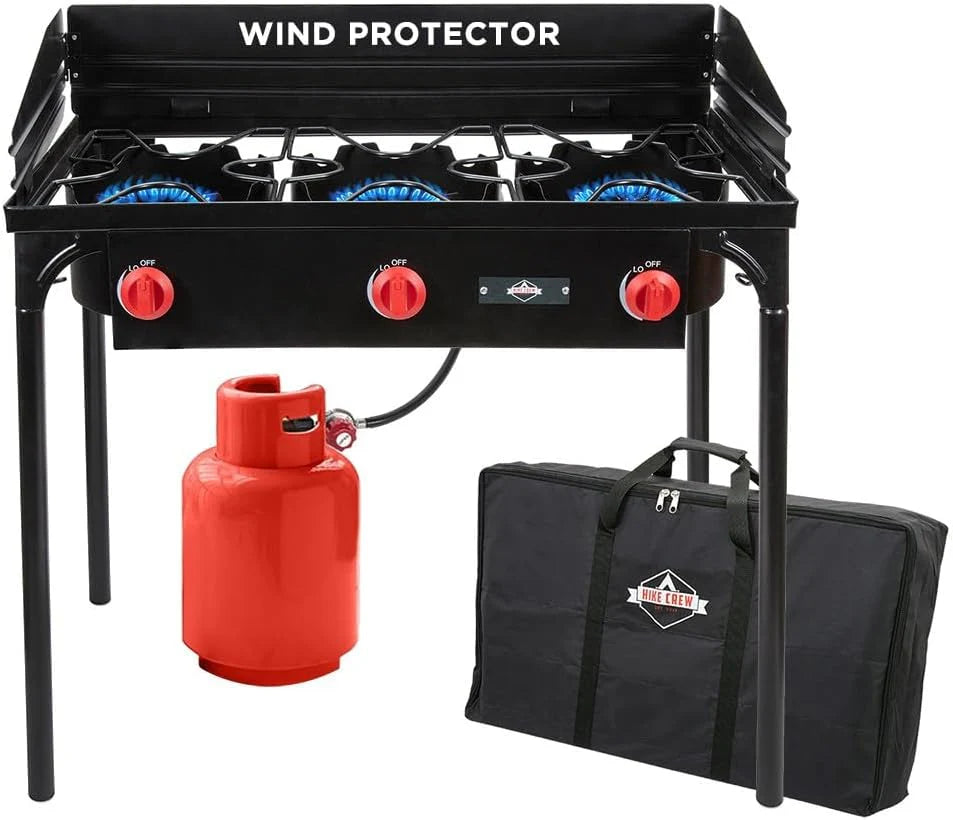 Dual-Burner Portable Propane Gas Stove, 150,000 BTU, Cast Iron