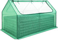 Galvanized Metal Raised Garden Bed Kit With Greenhouse Cover, 6 x 3 x 1 ft, 2 Screen Windows, 20 T Tags, 1 Pair Gloves - Clear