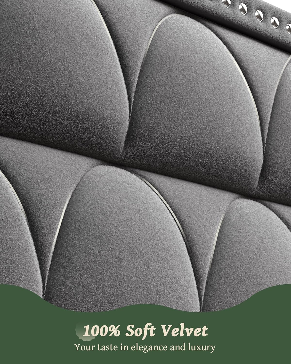 King Size Velvet Upholstered Wingback Platform Bed Frame, 1000LBS Capacity, Deep Gray - 56in Headboard