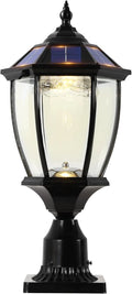 GYDZ 2-Head Outdoor Solar Lamp Post Light, Black, 7 ft 2 in High x 25.2 in Wide