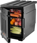Insulated Front-Load Food Pan Carrier With Wheels, 95-Gallon, Black