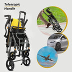 Lightweight Foldable Transport Chair With Telescopic Handle, 19.4 lbs