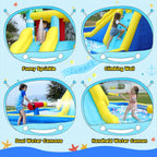 ELEMARA Inflatable Water Slide Water Park, 20.66x16.4FT, 3 Slides, 750W Air Blower, Blue