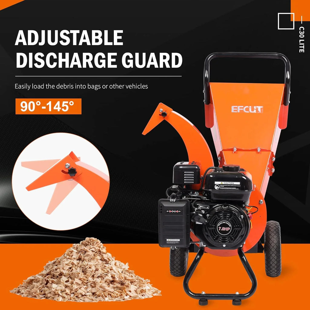 EFCUT Wood Chipper Shredder Mulcher, 4 inch Max Capacity, 9 HP 274cc Gas Engine - C40