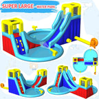 AKEYDIY Inflatable Water Park With Slide, Splash Pool And 450W Blower - AMM005144