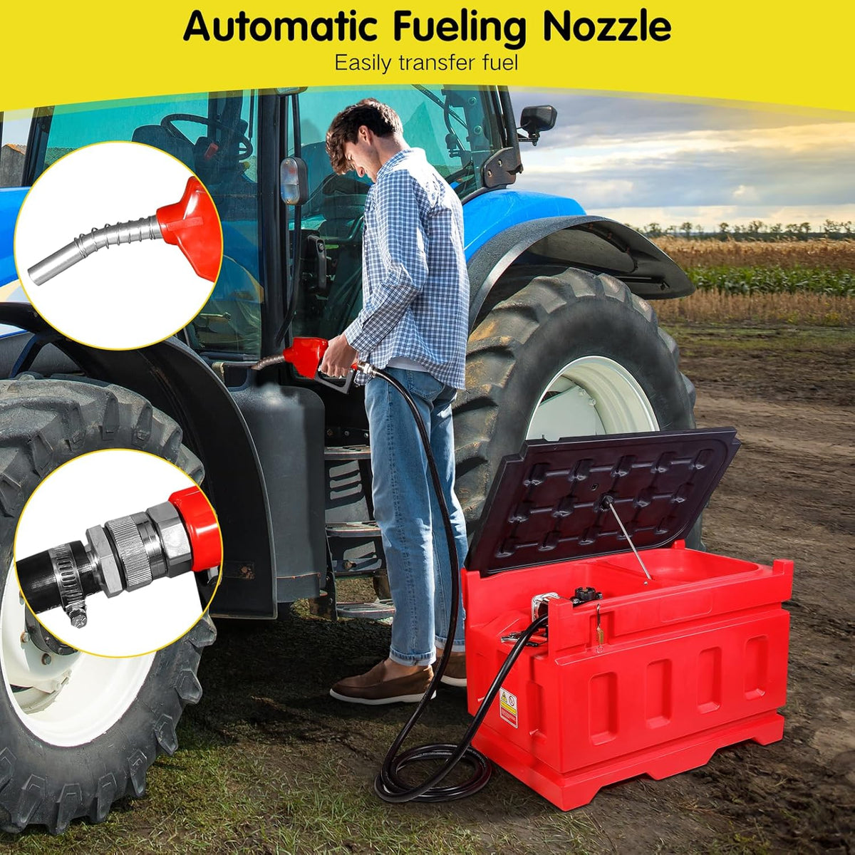 Portable 48 Gallon Fuel Tank With 12V DC Self-Priming Pump - 15GPM