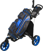 Aluminum Golf Push Cart With 360 Degree Rotating Front Wheel - 44.69in D x 27.75in W x 49.4in H