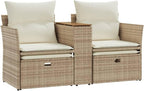Black PE Rattan 2-Seat Patio Sofa With Canopy, Table And Stools, 56.7 x 36.2 x 27.2 in