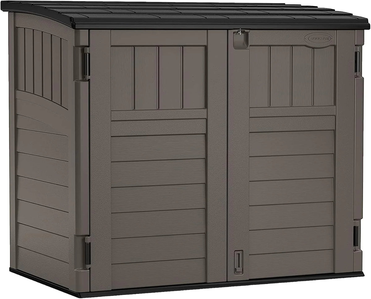 34 Cu. Ft. Horizontal Resin Storage Shed With Locking System, Stoney/Black - 53in D x 32.25in W x 45.5in H