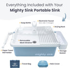 Mighty Sink Portable Sink Wash Station, 2 Gallons, White & Nautical Fog