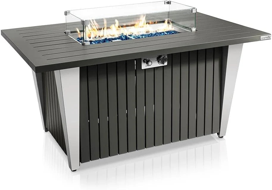 Propane Fire Pit Table, 40,000 Watt, 30 in x 30 in x 11 in, Gray