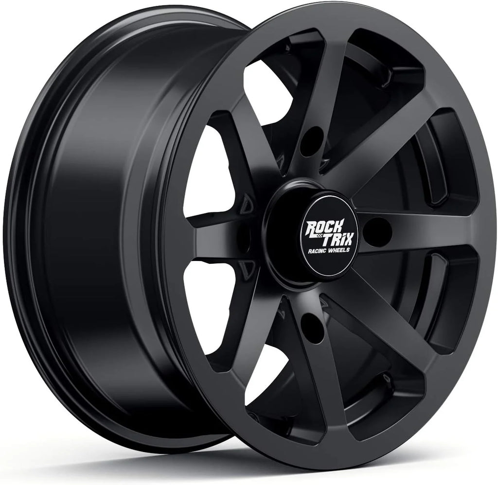 RockTrix ATV UTV SxS Wheels 15x7 4x137 4+3 Offset Matte Black Set Of 4 - RT102