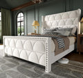 King Size Velvet Upholstered Wingback Platform Bed Frame, 1000LBS Capacity, Deep Gray - 56in Headboard