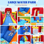 Hongcoral Inflatable Water Slide Bounce House, 10 In 1 With Blower, 2 Slides, 168.1in L x 111in W x 85.4in H - HSHUS-P01