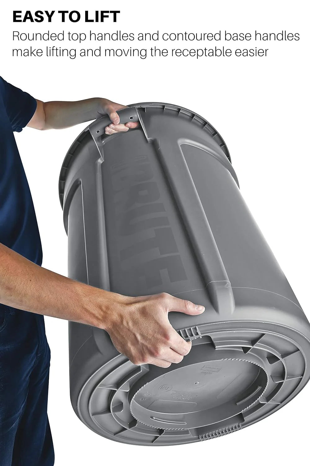 Heavy-Duty Round Trash Can, 20 Gallon, White, 6 Pieces Per Set