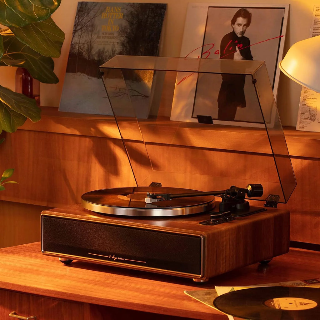 Belt Drive Turntable With Built-In Speakers, Bluetooth, Aux-In, Walnut