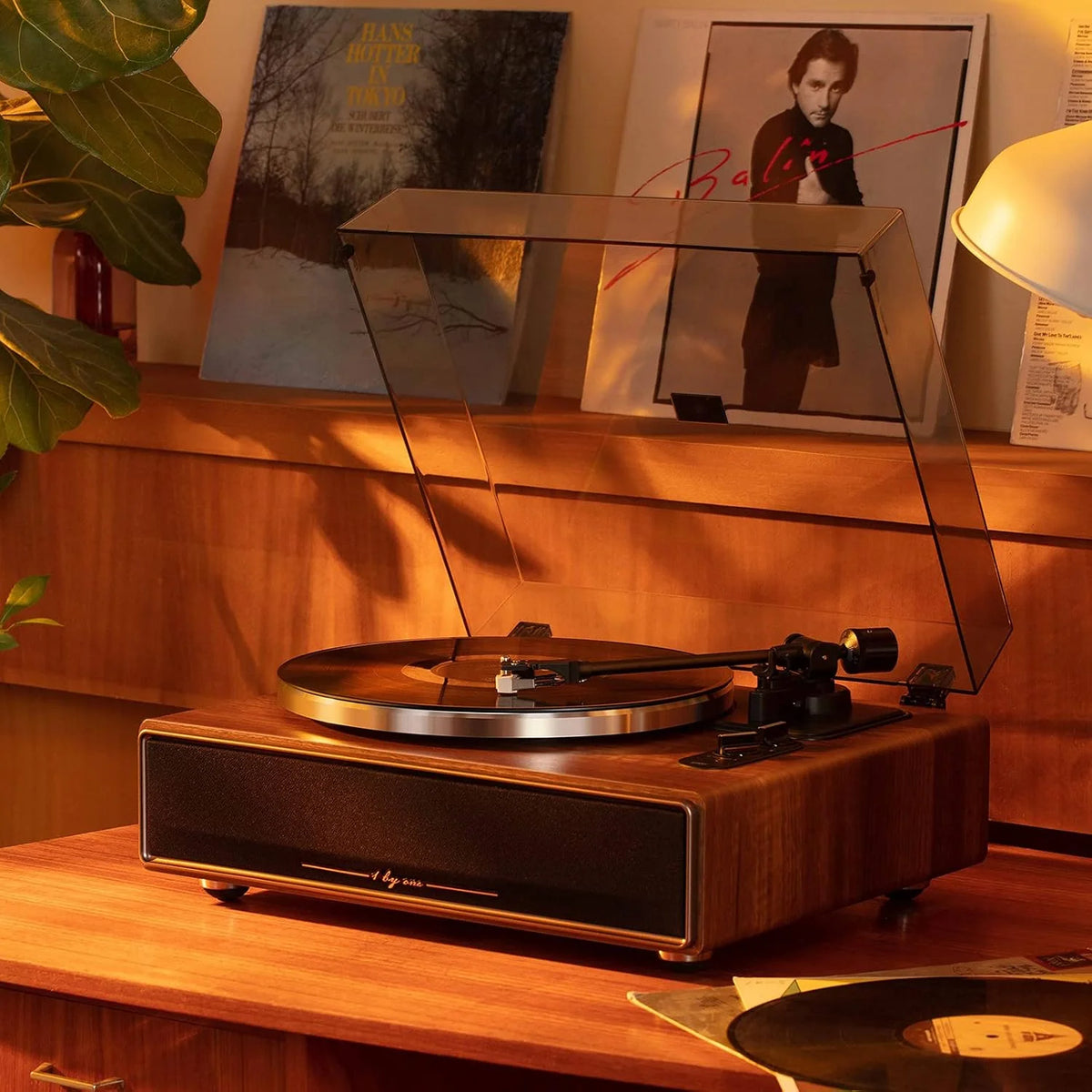 Belt Drive Turntable With Built-In Speakers, Bluetooth, Aux-In, Walnut
