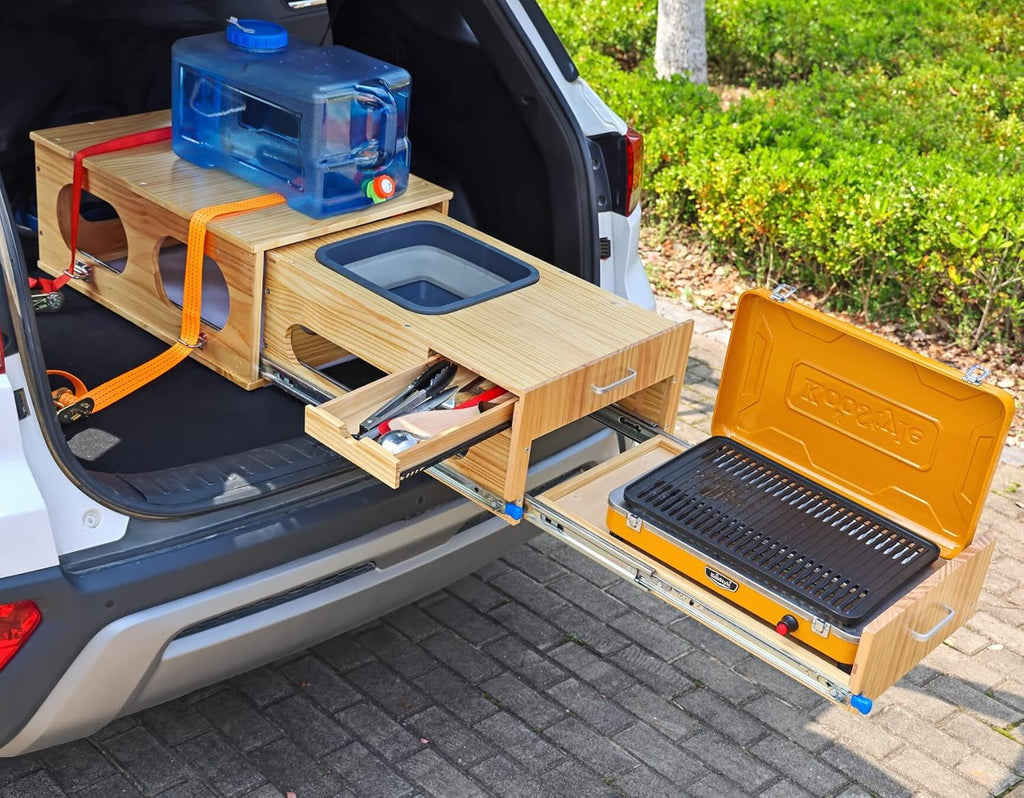 Ultimate Land Kitchen Camping Kitchen Kit With Folding Sink And 2 Ratchet Straps - Right Side (Passenger Side)