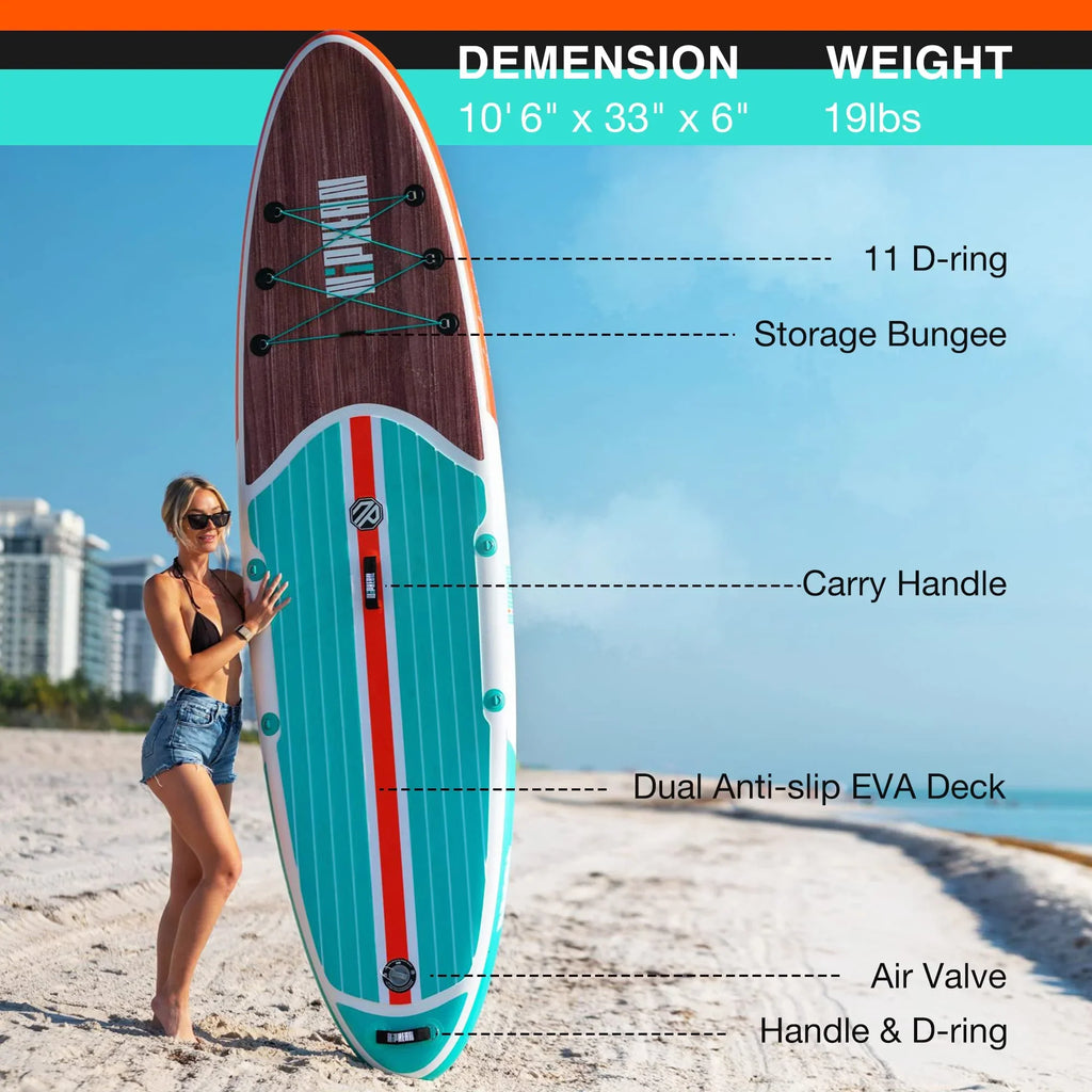 Niphean Inflatable Stand Up Paddle Board, 10'6in x 33in x 6in