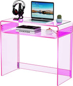 Acrylic Writing Desk, 15.7in D x 33.5in W x 29.5in H, Green