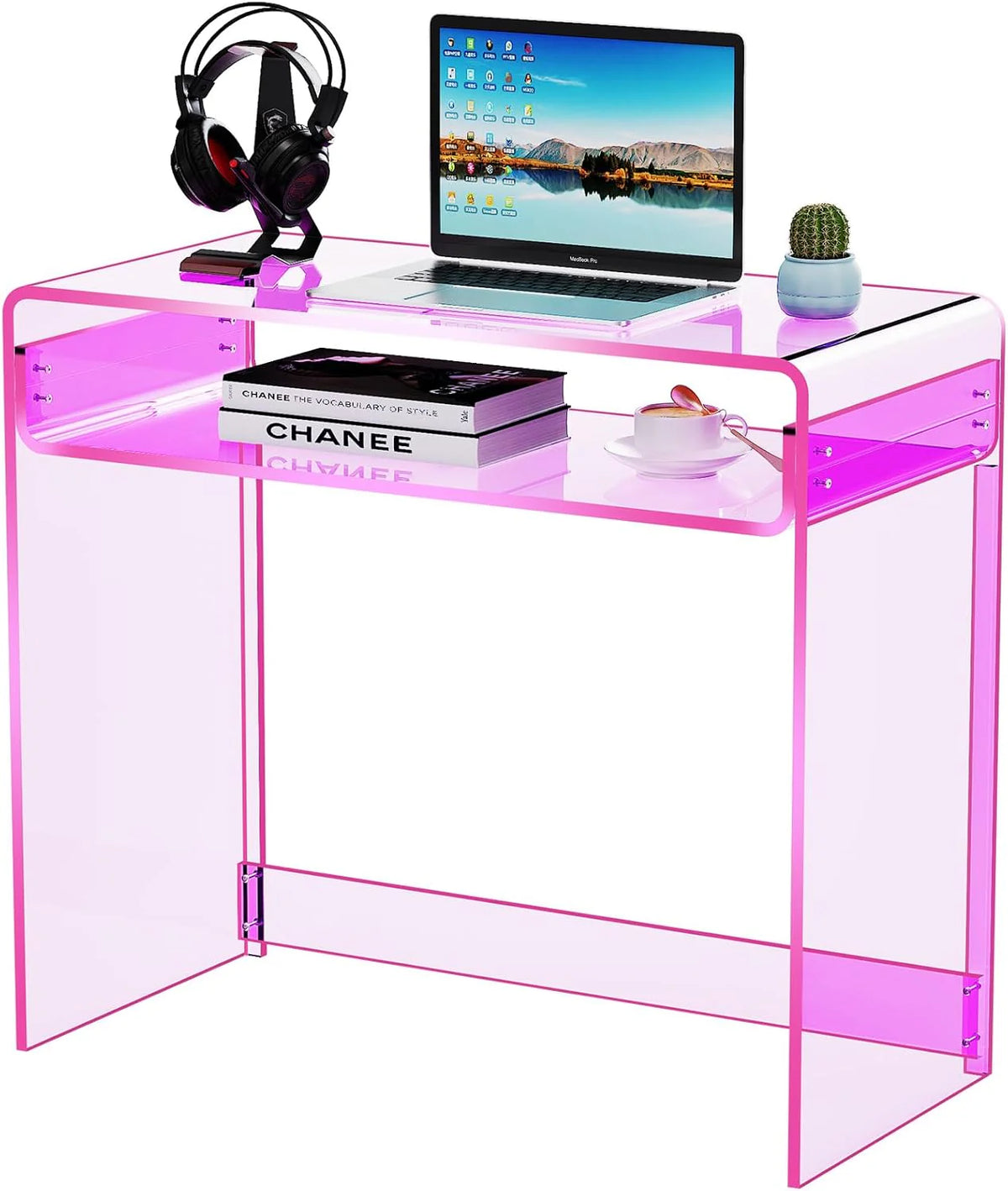 Acrylic Writing Desk, 15.7in D x 33.5in W x 29.5in H, Green