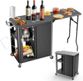 Outdoor Grill Table Cart 57x24x35 Carbon Steel Black
