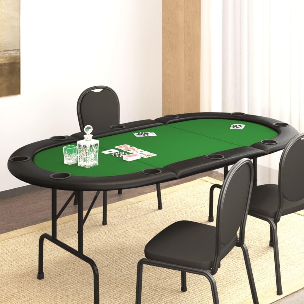 10-Person Foldable Poker Table, Green, 206 x 106 x 75 cm, 32 kg