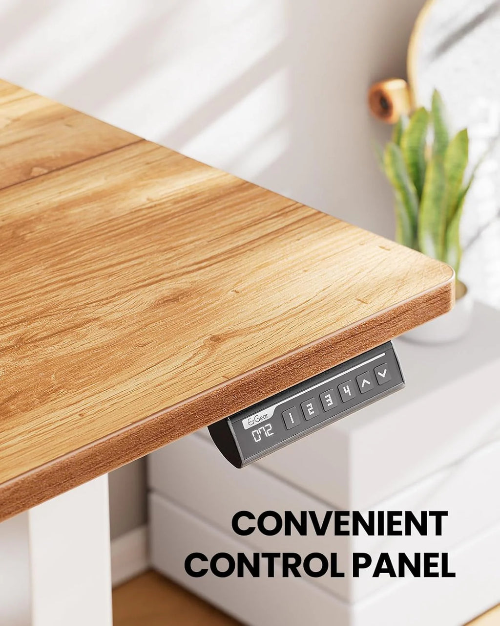 Height Adjustable Electric Standing Desk, 40 x 24 Inches, Light Vintage Brown