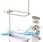 Clawfoot Tub Shower Kit With Bathcock Diverter Faucet And 48 x 27 in Rectangular Curtain Rod - Brushed Nickel