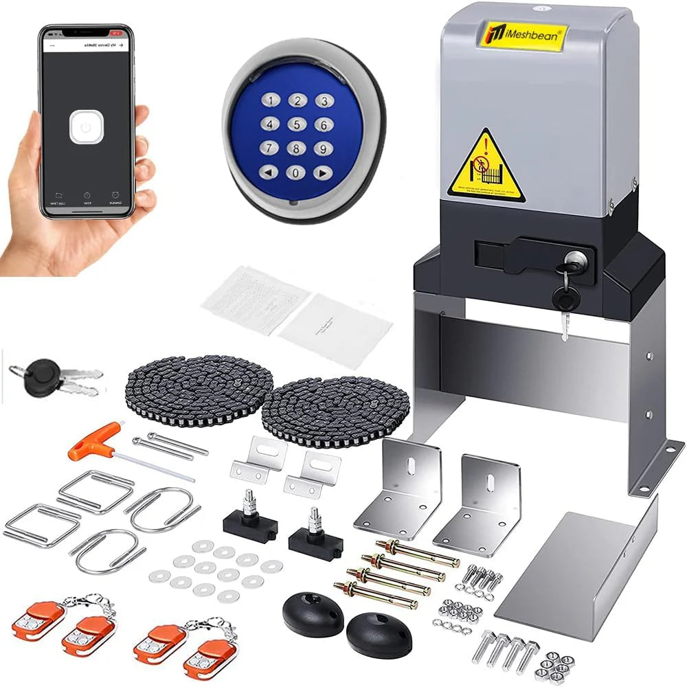 Automatic Sliding Gate Opener Motor, 750-Watt, 4 Remote Controllers, Wireless Keyboard - Up To 40 Feet