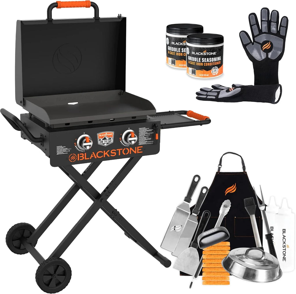 Blackstone 22 Inch Portable Omnivore Gas Griddle With Flexfold Legs And Accessories