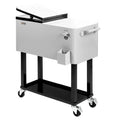 80 Quart Rolling Ice Chest With Shelf - Grey