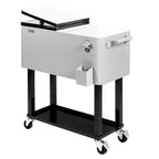 80 Quart Rolling Ice Chest With Shelf - Grey