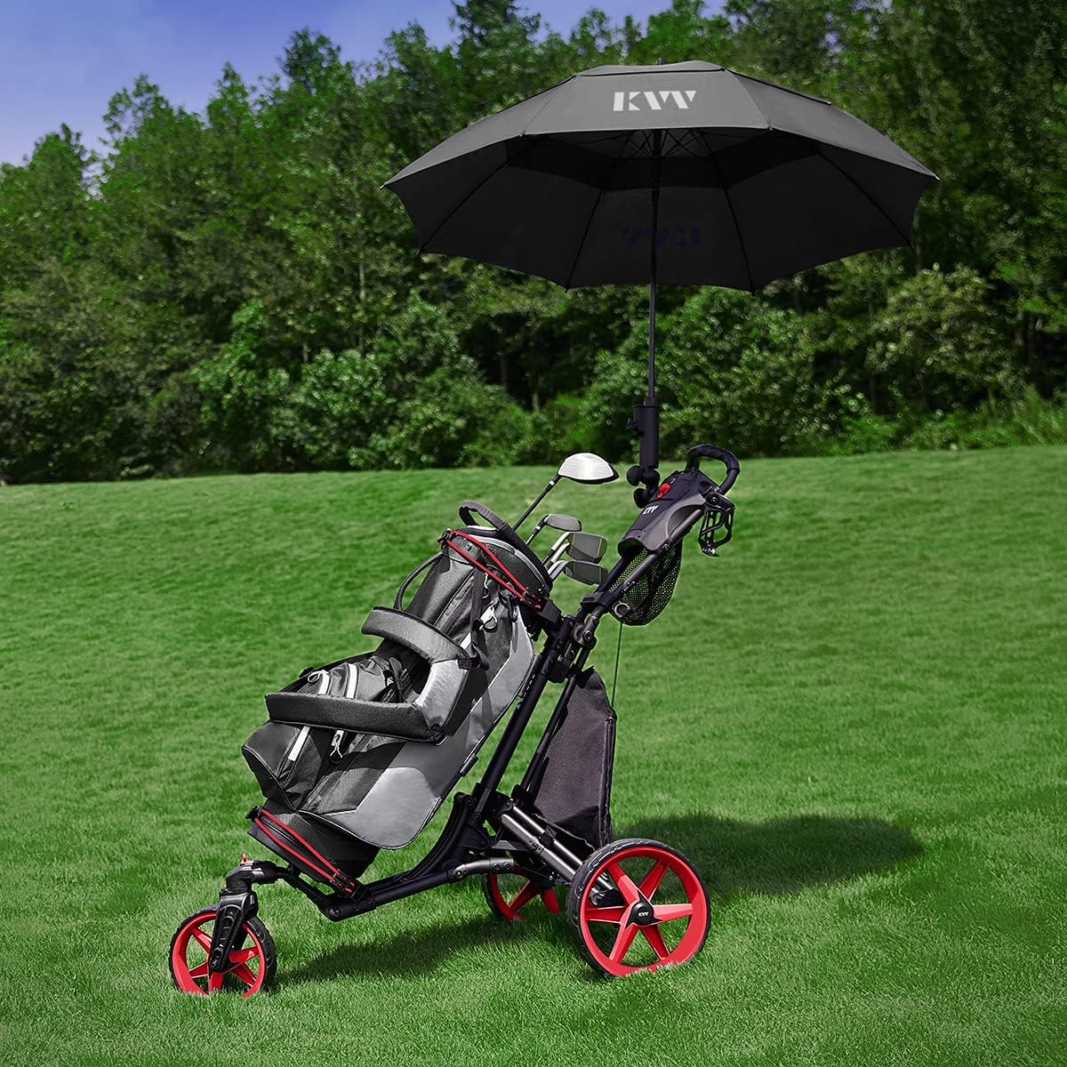 Aluminum Golf Push Cart With 360 Degree Rotating Front Wheel - 44.69in D x 27.75in W x 49.4in H