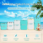 AWSUM Inflatable Floating Dock Platform, 10 x 8 ft, Mint Green