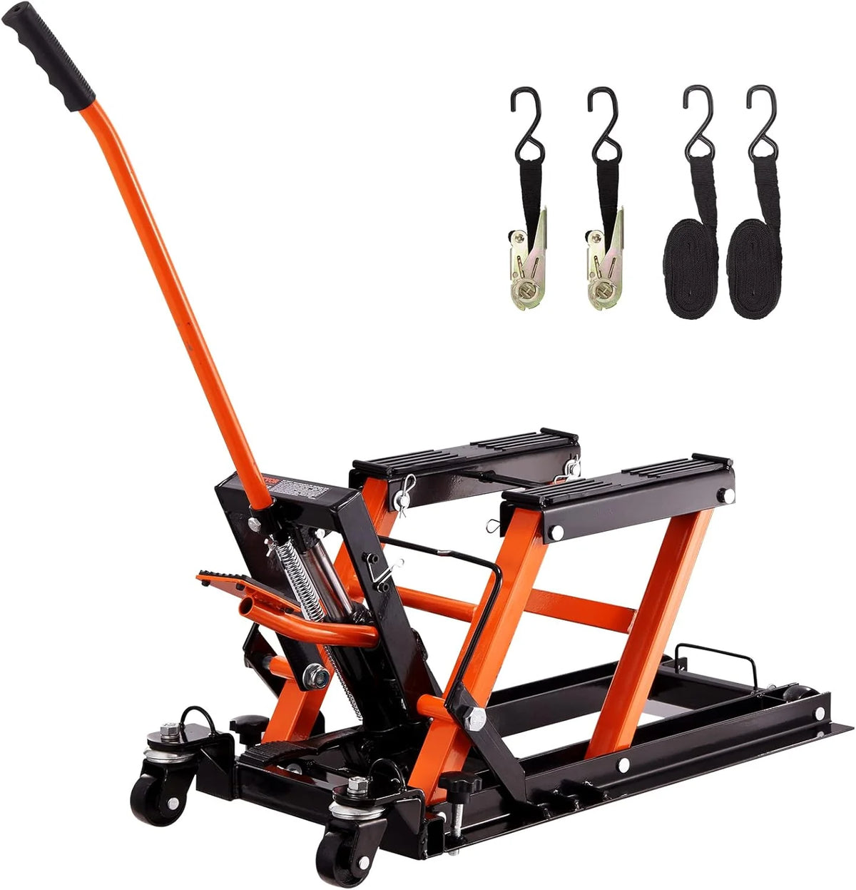 Hydraulic Motorcycle Lift Jack 1500 LBS Capacity, 15 Inches, Orange - 1500 LBS ATV Scissor Lift Jack