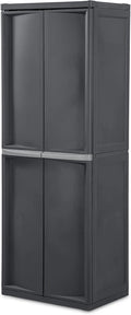 Sterilite Plastic Storage Cabinet, Flat Gray, 4 Adjustable Shelves, 2 Pack - 01423V01 / 0142